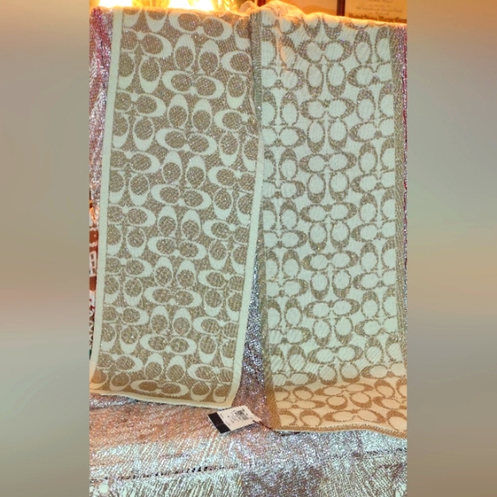 Gold and White Coach Scarf